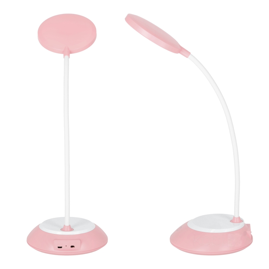 LED Настільна акумуляторна лампа з регулюванням яскравості VISUA LED/5W/5V 3000-5000K 1200 mAh рожевий