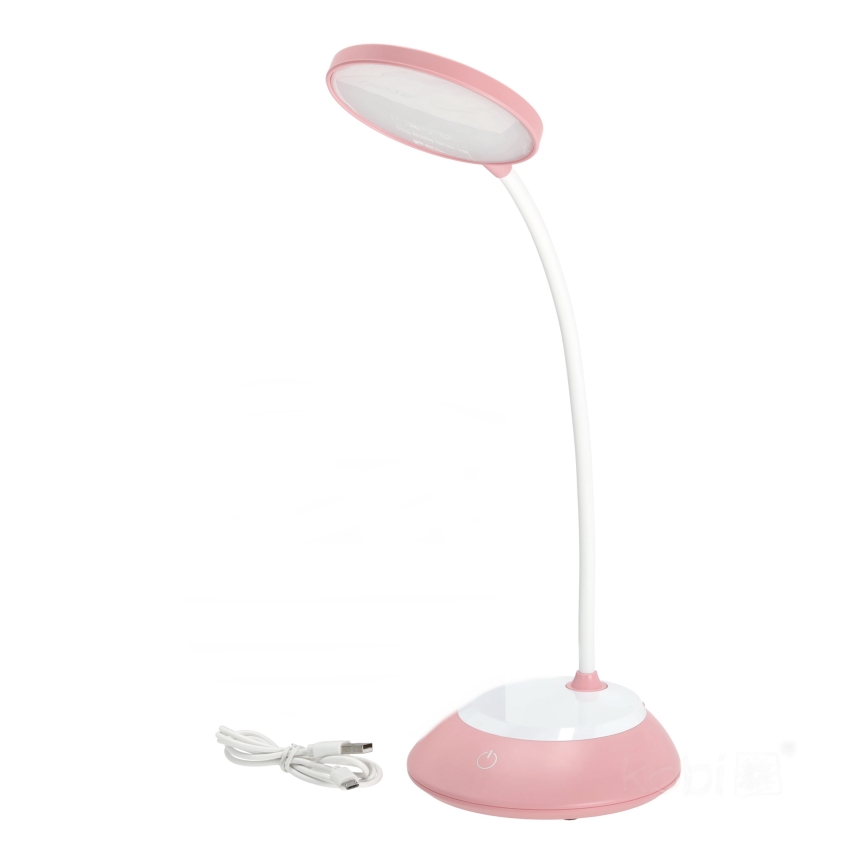 LED Настільна акумуляторна лампа з регулюванням яскравості VISUA LED/5W/5V 3000-5000K 1200 mAh рожевий