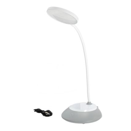 LED Настільна акумуляторна лампа з регулюванням яскравості VISUA LED/5W/5V 3000-5000K 1200 mAh сірий