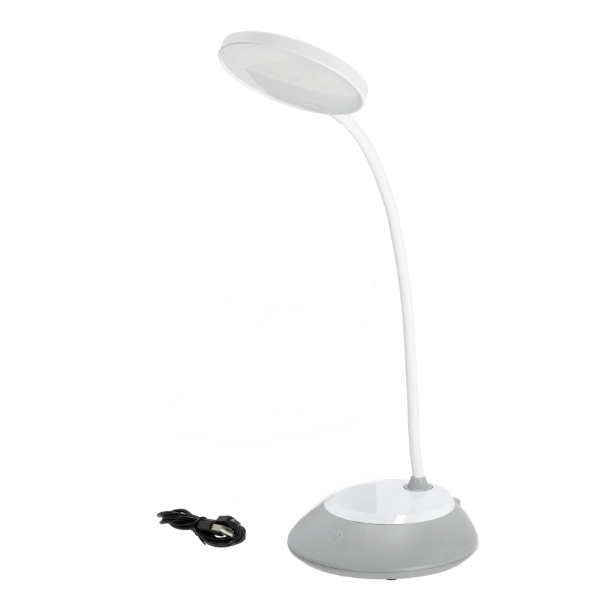 LED Настільна акумуляторна лампа з регулюванням яскравості VISUA LED/5W/5V 3000-5000K 1200 mAh сірий