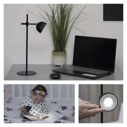 LED Настільна акумуляторна магнітна лампа з регулюванням яскравості 4в1 LED/4,2W/3,7V 4000K 1200mAh чорний