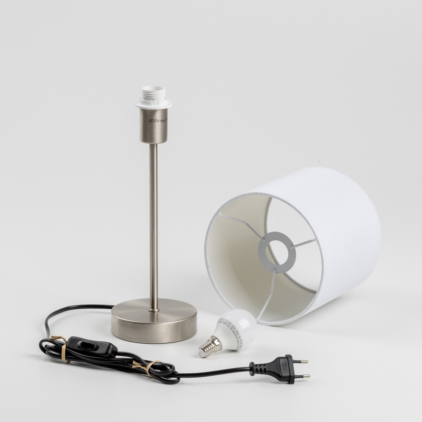 LED настільна лампа 1xE14/5W/230V біла/матовий хром