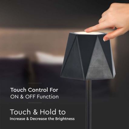 Світлодіодна регульована за яскравістю акумуляторна настільна лампа з сенсорним керуванням LED/4W/5V 3000-6000K 1800 mAh чорна