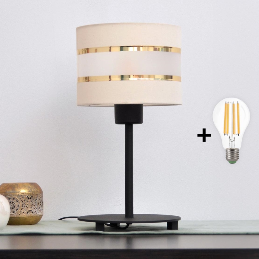 LED Настільна лампа HELEN 1xE27/15W/230V кремовий/чорний/золотий