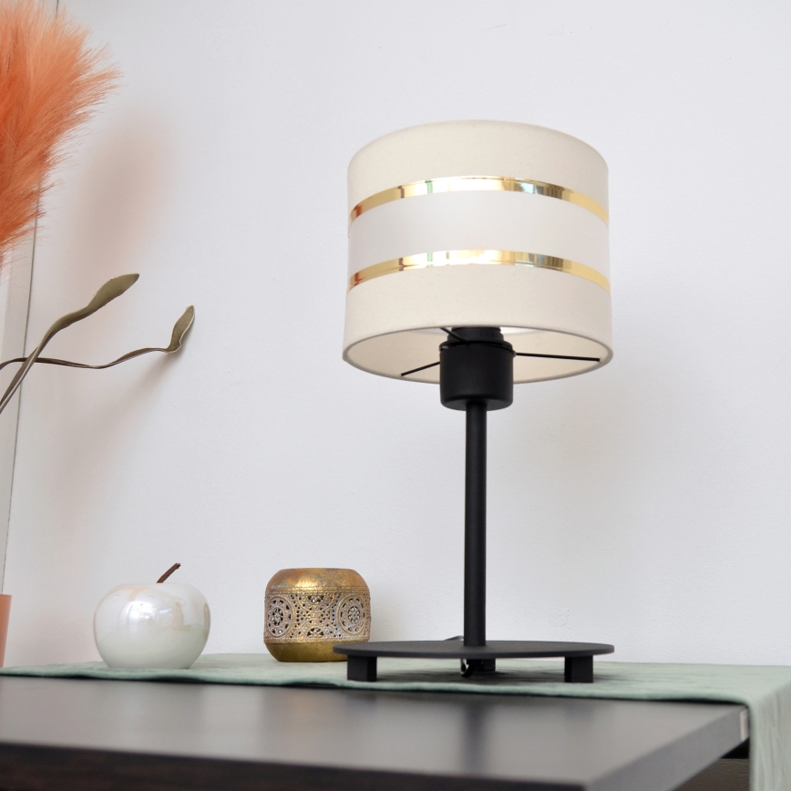 LED Настільна лампа HELEN 1xE27/15W/230V кремовий/чорний/золотий