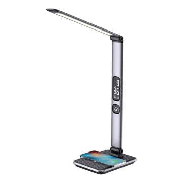 LED настільна лампа з регулюванням яскравості LED/8,5W/230V з бездротовою зарядкою, срібляста
