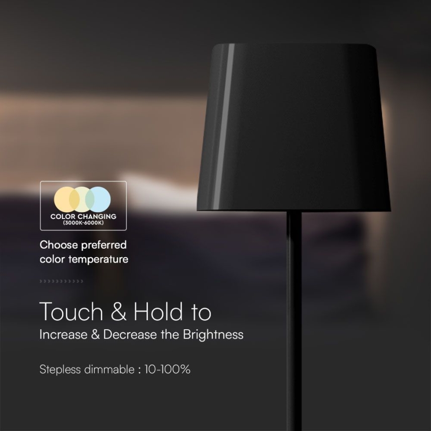 LED Настільна магнітна акумуляторна сенсорна лампа на сонячній батареї з регулюванням яскравості LED/5W/5V 3000-6000K 3600 mAh IP65 чорний
