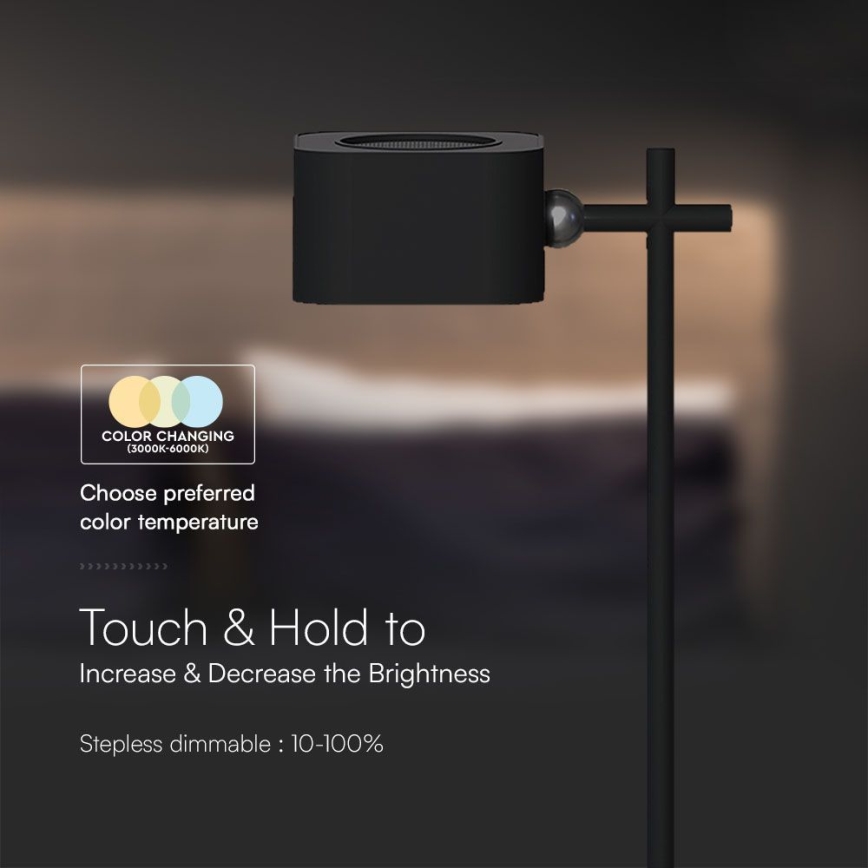 LED Настільна магнітна акумуляторна лампа з регулюванням яскравості 4в1 LED/3W/5V 3000-6000K 1800 mAh чорний