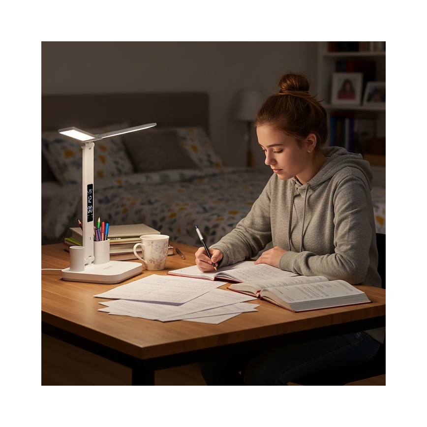 Настільна LED-лампа NOBLITE P, затемнювана, акумуляторна, 5W/5V, 3000/4000/6000K, 2200 mAh, біла