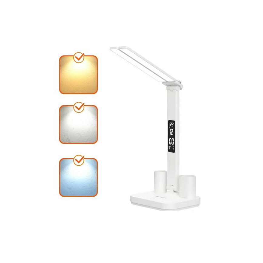 Настільна LED-лампа NOBLITE P, затемнювана, акумуляторна, 5W/5V, 3000/4000/6000K, 2200 mAh, біла
