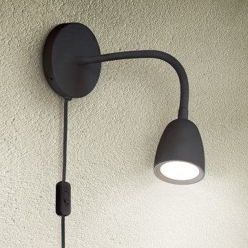 LED Настінна лампа з регулюванням яскравості LED/4W/230V чорний