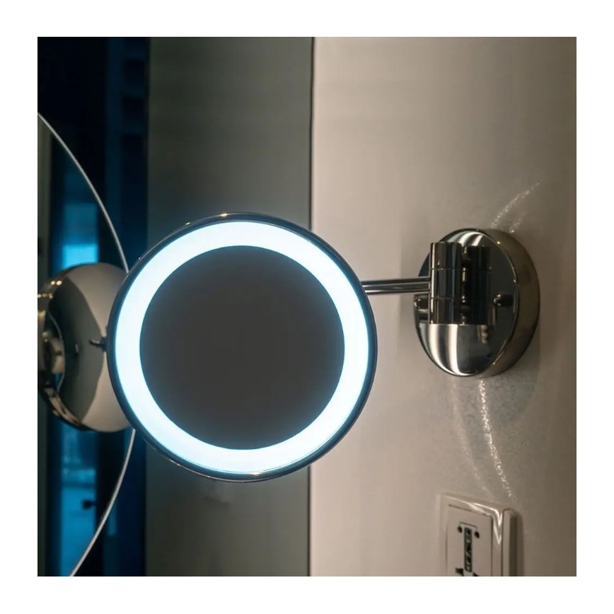 LED Настінне косметичне дзеркальце LED/3W/6V 4xAA IP44