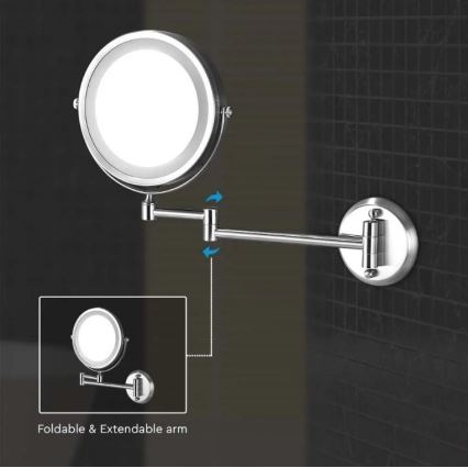 LED Настінне косметичне дзеркальце LED/3W/6V 4xAA IP44