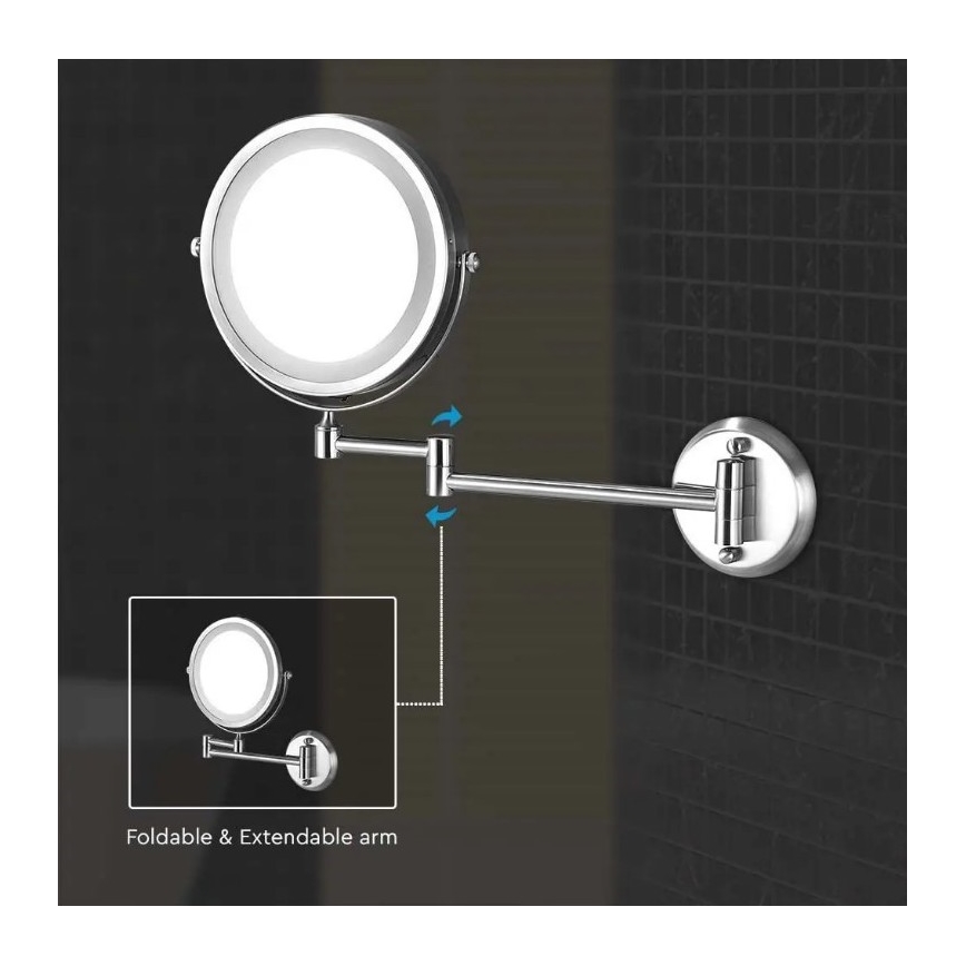 LED Настінне косметичне дзеркальце LED/3W/6V 4xAA IP44