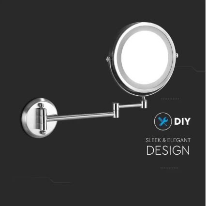 LED Настінне косметичне дзеркальце LED/3W/6V 4xAA IP44