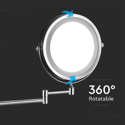 LED Настінне косметичне дзеркальце LED/3W/6V 4xAA IP44