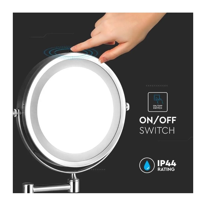 LED Настінне косметичне дзеркальце LED/3W/6V 4xAA IP44