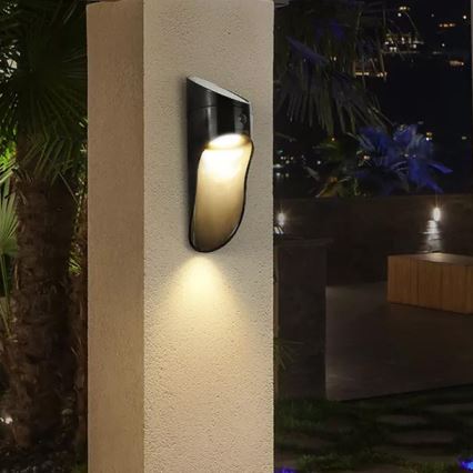 LED Настінний світильник на сонячнй батареї з датчиком PALESA LED/1W IP65 чорний