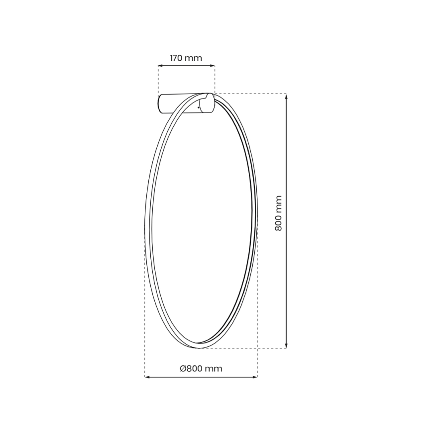 LED настінний світильник SATURNO LED/46 Вт/230 В діам. 80 см IP44 чорний