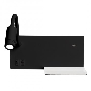 LED Настінний світильник SHELF 1xLED/4W+1xLED/5W+1xLED/2W/230V чорний