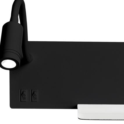 LED Настінний світильник SHELF 1xLED/4W+1xLED/5W+1xLED/2W/230V чорний