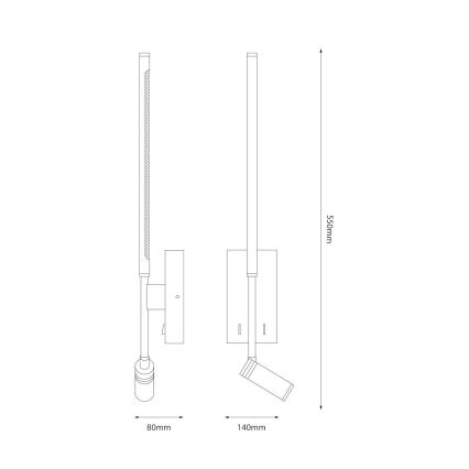 LED настінний світильник TORCH LED/6W/230V + LED/3W білий