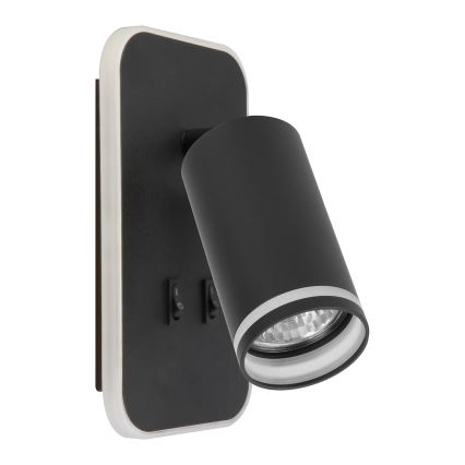 LED настінний точковий світильник PIPE 1xGU10/10W/230V + LED/6W чорний