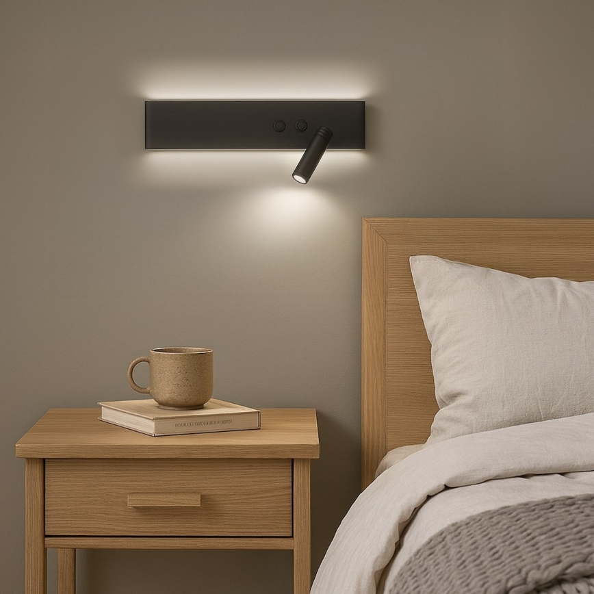 LED настінний точковий світильник RESORT LED/10W/230V + LED/3W чорний правий