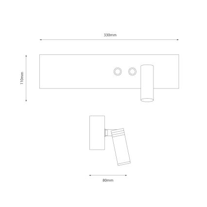 LED настінний точковий світильник RESORT LED/10W/230V + LED/3W чорний правий