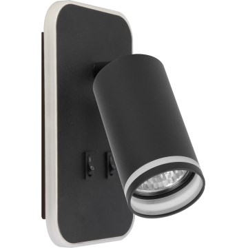 LED настінний точковий світильник PIPE 1xGU10/10W/230V + LED/6W чорний