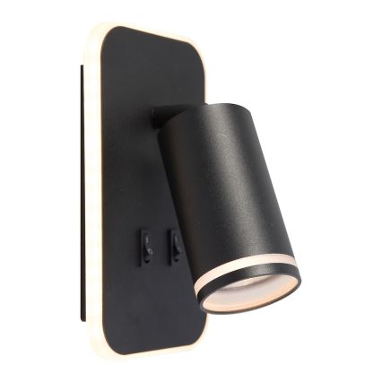 LED настінний точковий світильник PIPE 1xGU10/10W/230V + LED/6W чорний