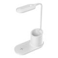 LED Настільна лампа LED/3W/5V з бездротовою зарядкою біла