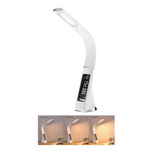 LED Настільна лампа з регульованням яскравості та дисплеєм LEATHER LED/7W/230V білий