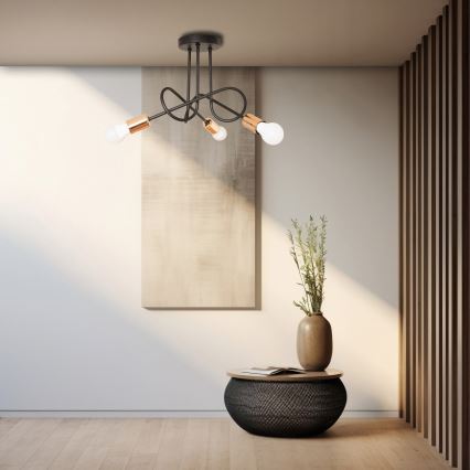 LED накладна люстра OXFORD 3xE27/15W/230V чорна