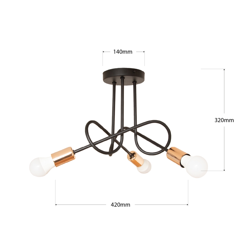 LED накладна люстра OXFORD 3xE27/15W/230V чорна