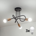 LED накладна люстра OXFORD 3xE27/15W/230V чорна