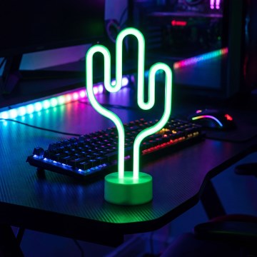 LED Неонова настільна декорація LED/2W/3xAA USB кактус