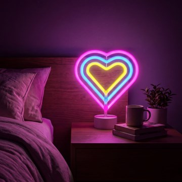 LED неоновая настольная декорация LED/2W/3xAA USB сердце