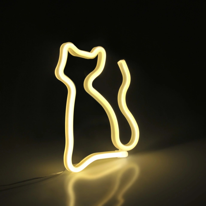 LED Неонове оздоблення стін CAT LED/3W/3xAA USB жовтий