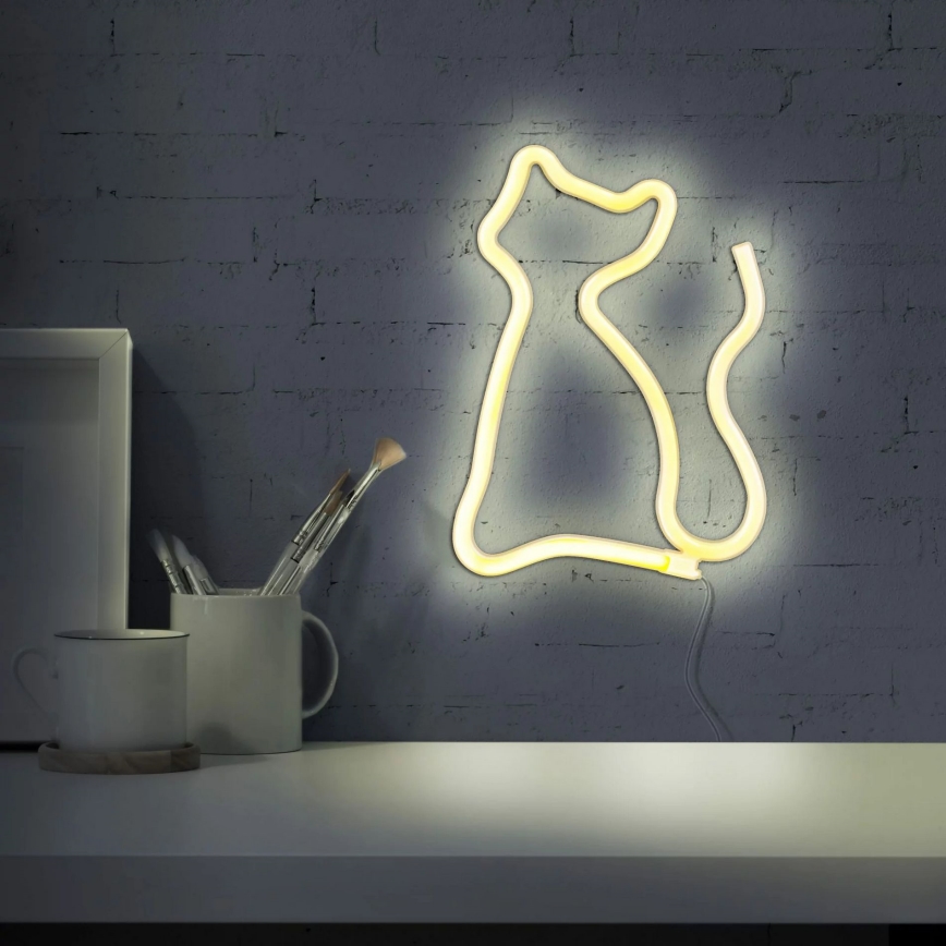 LED Неонове оздоблення стін CAT LED/3W/3xAA USB жовтий