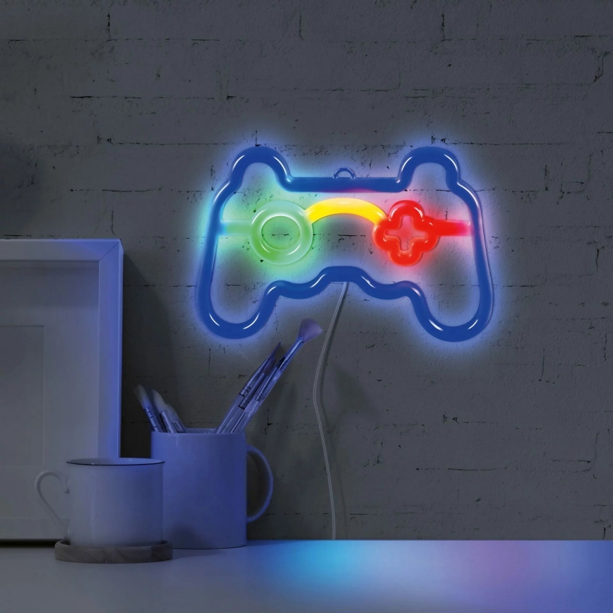 LED Неонове оздоблення стін GAME LED/3W/3xAA USB синій