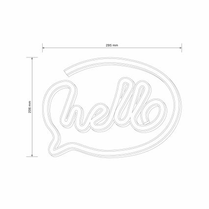 LED Неонове оздоблення стін HELLO LED/3W/3xAA USB рожевий