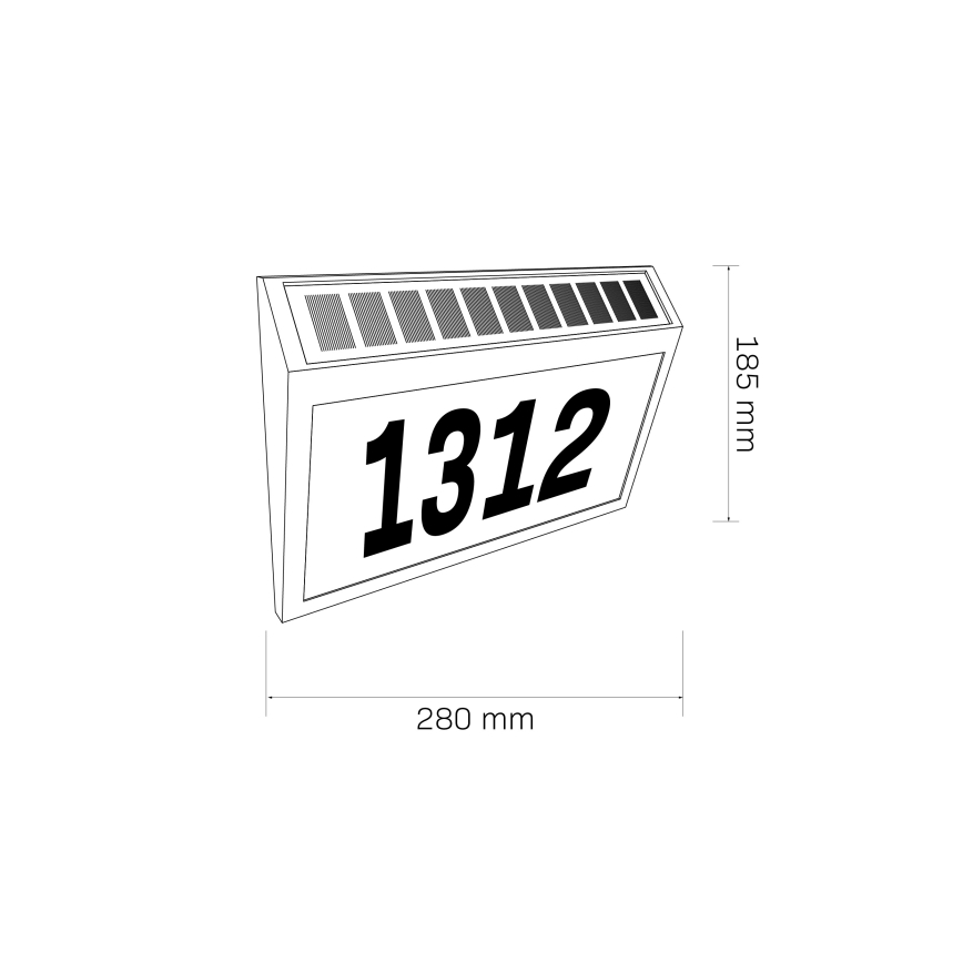 LED Номер будинку на сонячній батареї NUMERO LED/3,7V 6000K 1200 mAh IP44 чорний