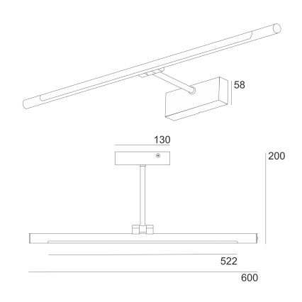 LED освещение для зеркала в ванной MIRROR LED/8W/230V 4000K IP44 60 cm чёрный
