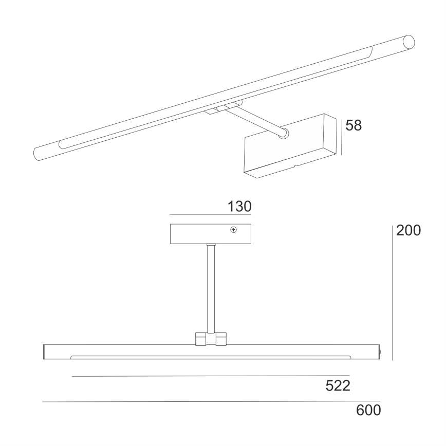 LED освещение для зеркала в ванной MIRROR LED/8W/230V 4000K IP44 60 cm чёрный