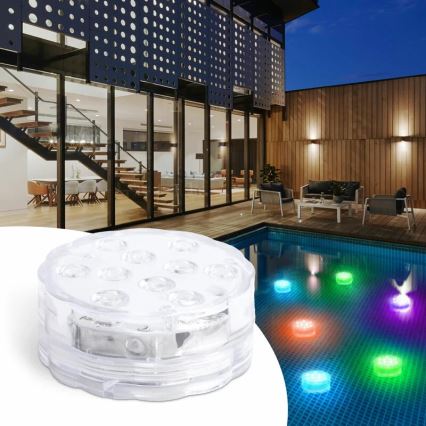 LED Освітлення для басейну з регулюванням яскравості LED/3xAAA IP68 + дистанційне керування