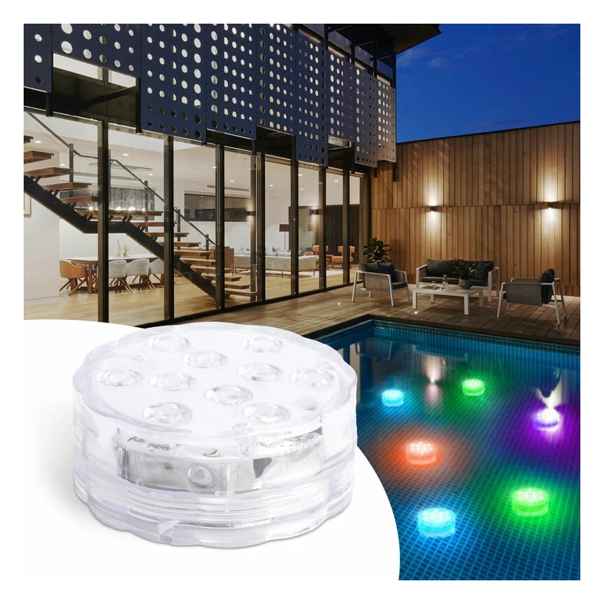 LED Освітлення для басейну з регулюванням яскравості LED/3xAAA IP68 + дистанційне керування