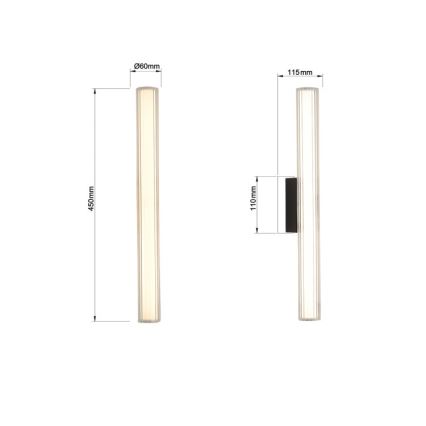 LED-освітлення дзеркала для ванної кімнати LINEA LED/8 Вт/230 В 3000/4000/6000 К IP44 45 см чорне