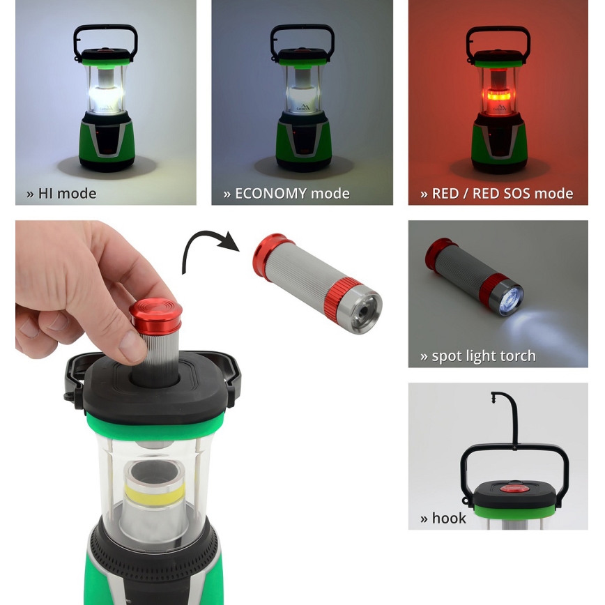 LED Переносна лампа LED/3xLR20 IP44 чорний/зелений + дистанційне керування