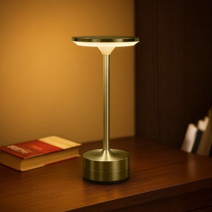 LED-перезаряжаемая сенсорная настольная лампа TAVOLO LED/2,5W/5V 2400 mAh 3000-6000K, золотая